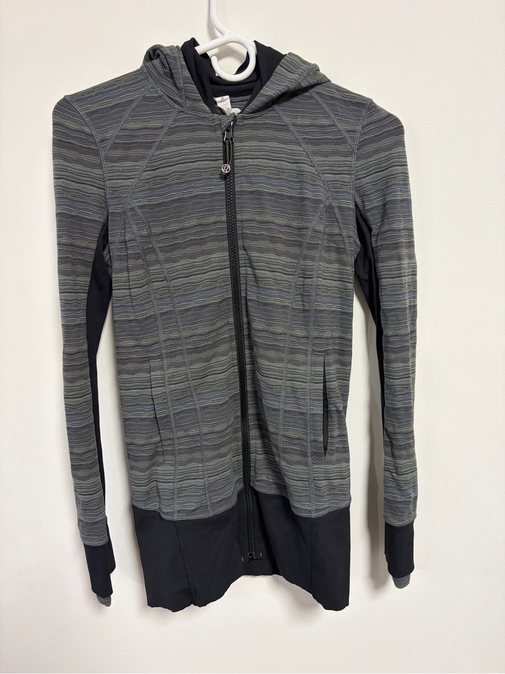 Lululemon Daily Practice Jacket Space Dye Twist Dark Slate Gray Green Sz 4 Hood